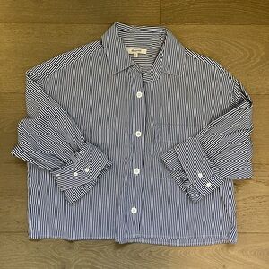 Madewell cropped stripe poplin button up